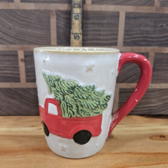 Holiday Red Truck Christmas Tree Ceramic Coffee Tea Mug - Picture 3 of 5